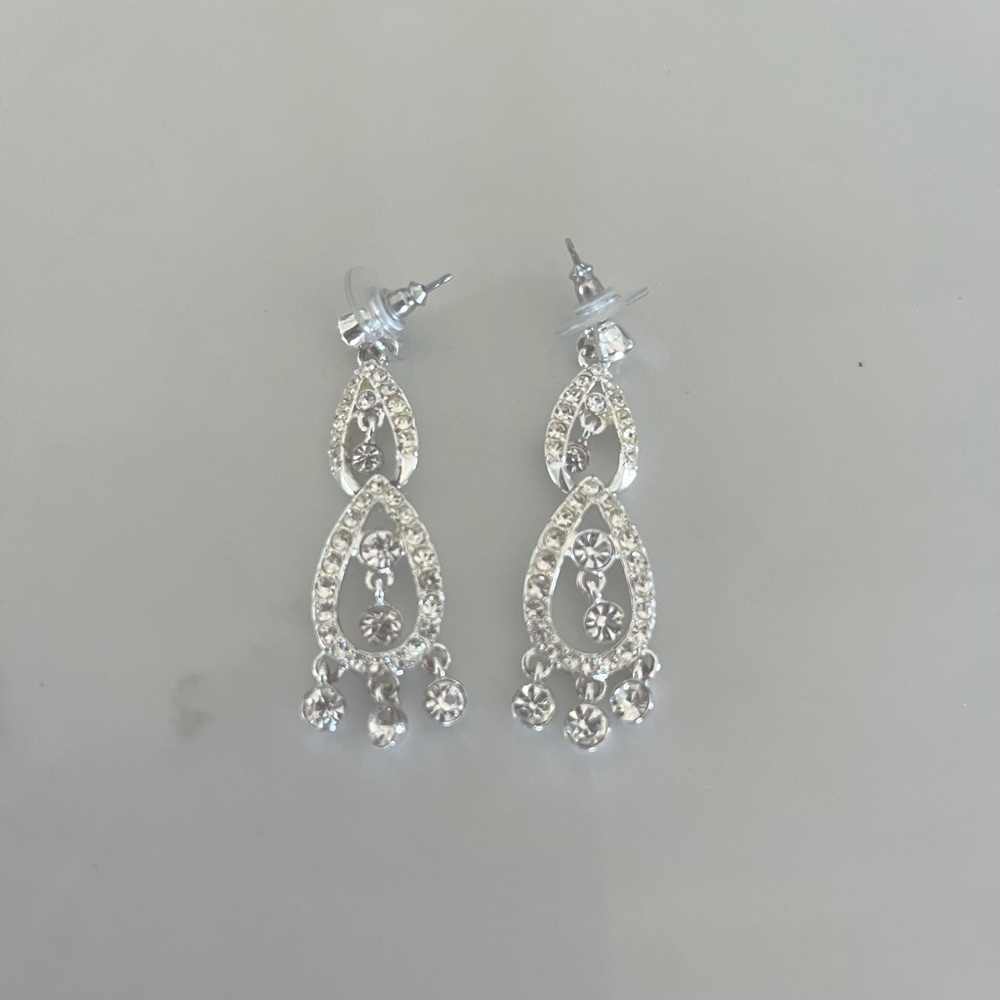 Chandelier-Style Faux Diamond Dangle Earrings